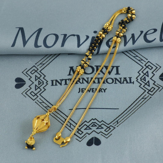 22k gold chain necklace mangalsutra with gold beads and black beads, Indian Wife Jewelry gift, K6911