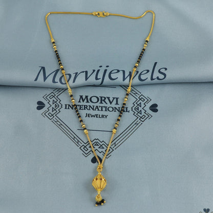 22k gold chain necklace mangalsutra with gold beads and black beads, Indian Wife Jewelry gift, K6911