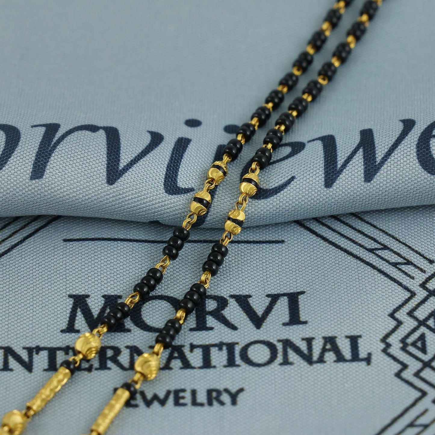 22k gold chain necklace mangalsutra with gold beads and black beads, Indian Wife Jewelry gift, K6912