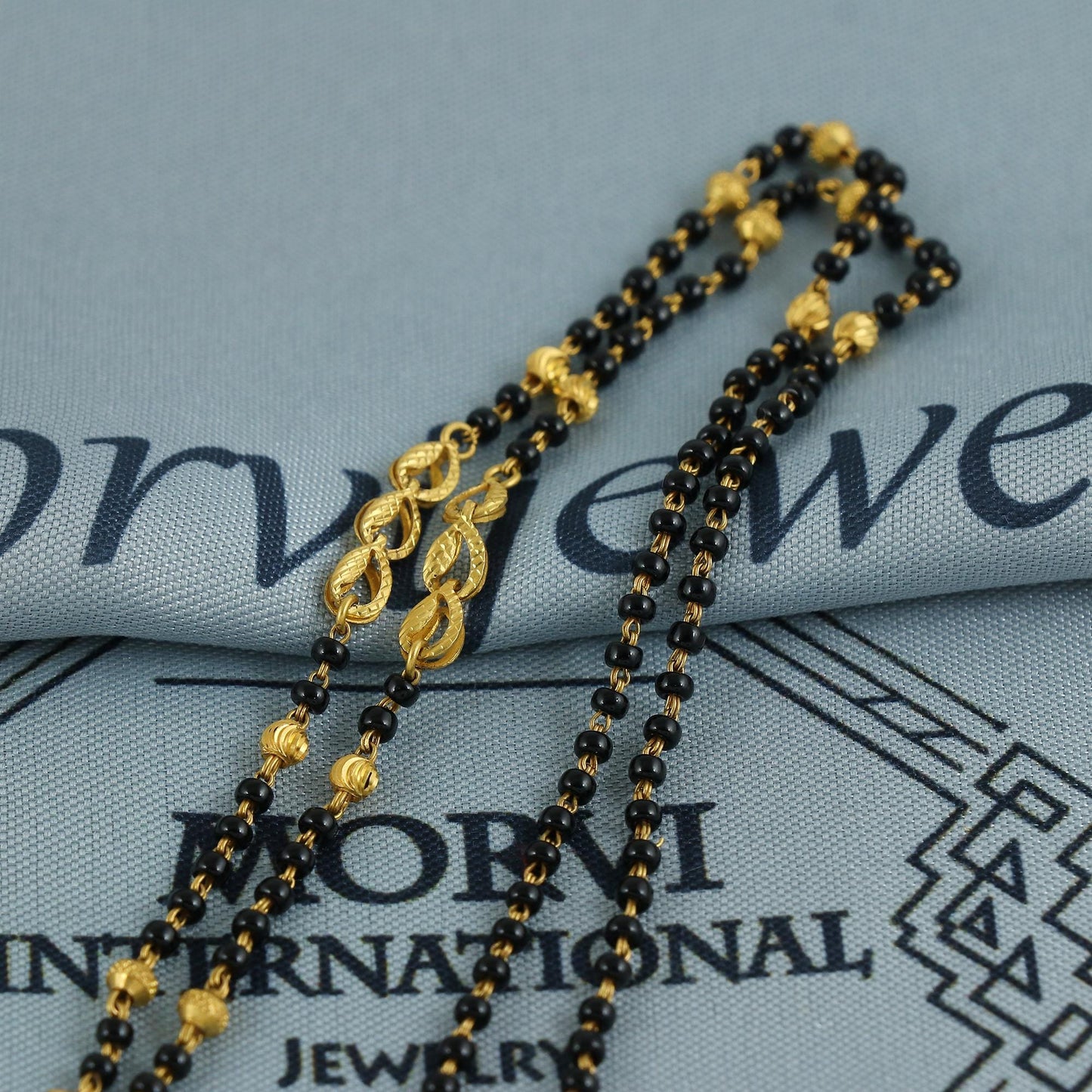 22k gold chain necklace mangalsutra with gold beads and black beads, Indian Wife Jewelry gift, K6913