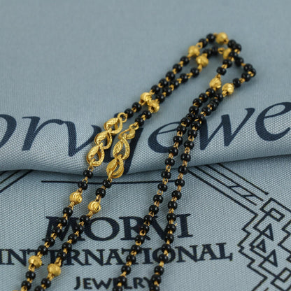 22k gold chain necklace mangalsutra with gold beads and black beads, Indian Wife Jewelry gift, K6913