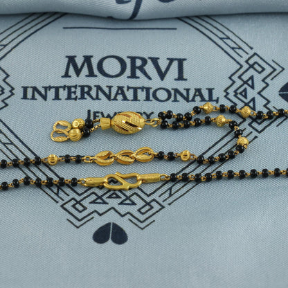 22k gold chain necklace mangalsutra with gold beads and black beads, Indian Wife Jewelry gift, K6913
