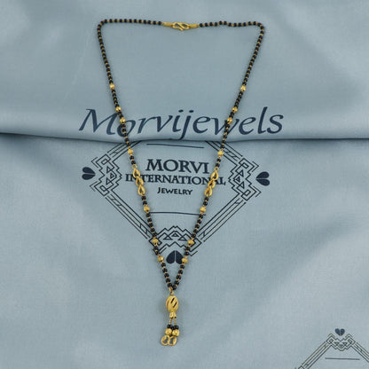 22k gold chain necklace mangalsutra with gold beads and black beads, Indian Wife Jewelry gift, K6913