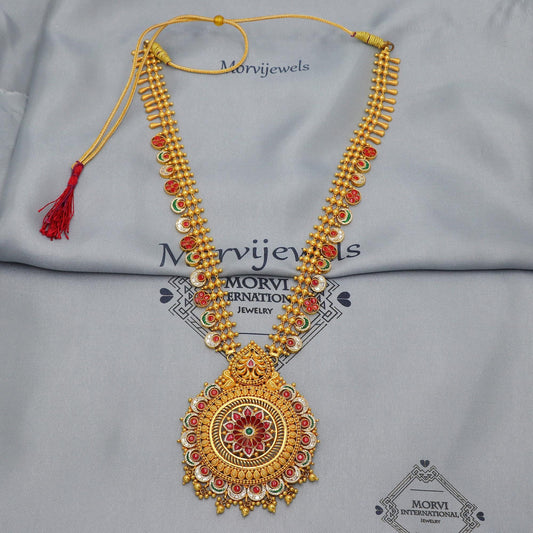 22k Yellow Gold Necklace, Indian Gold Necklace Jewelry, Bridal Gold Necklace, Traditional Rajasthani Pure Gold Handmade design, K6877