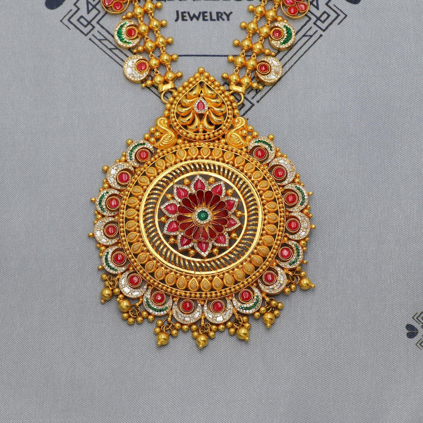 22k Yellow Gold Necklace, Indian Gold Necklace Jewelry, Bridal Gold Necklace, Traditional Rajasthani Pure Gold Handmade design, K6877