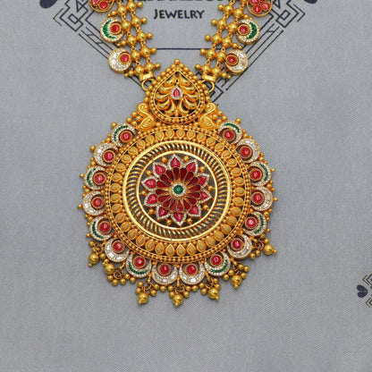 22k Yellow Gold Necklace, Indian Gold Necklace Jewelry, Bridal Gold Necklace, Traditional Rajasthani Pure Gold Handmade design, K6877