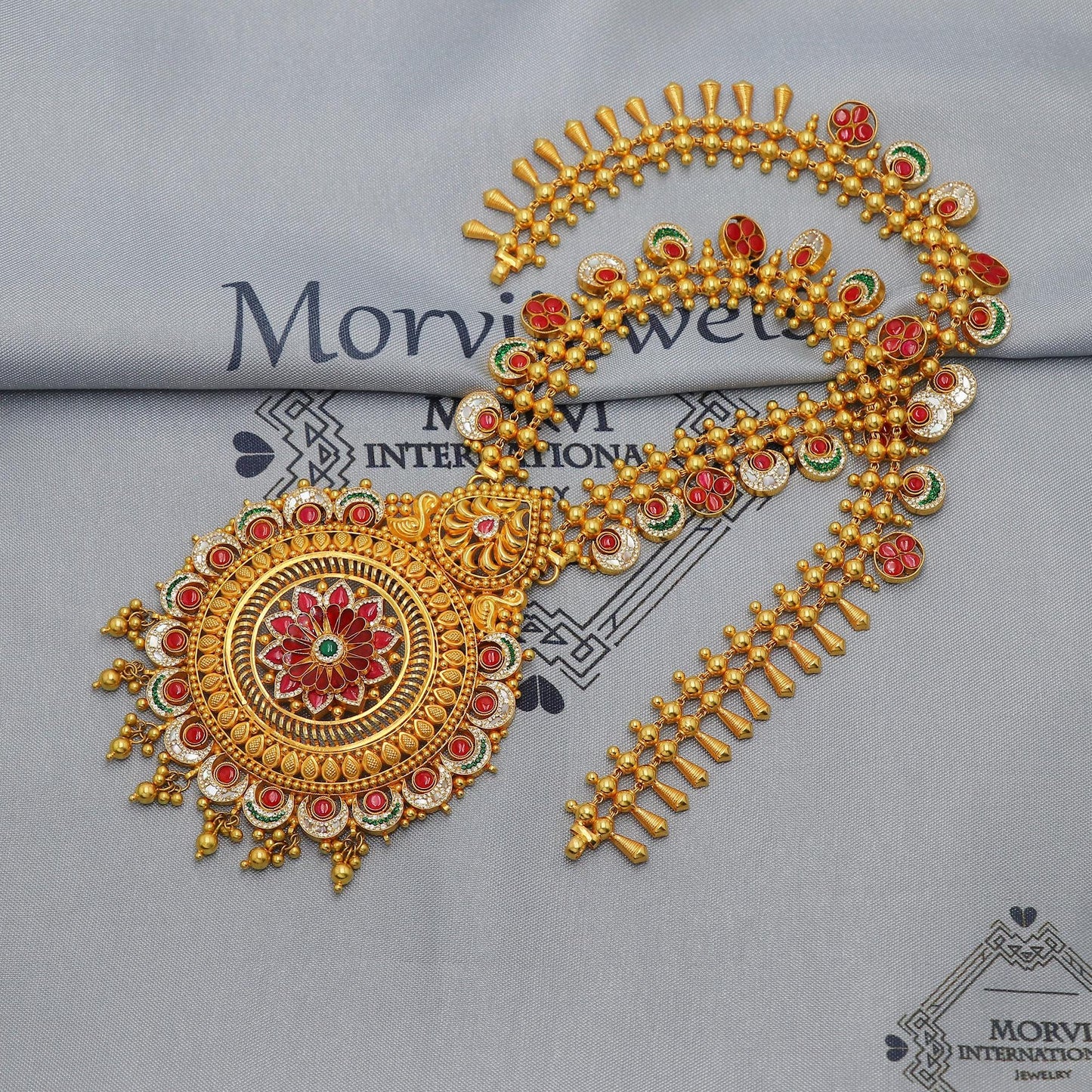 22k Yellow Gold Necklace, Indian Gold Necklace Jewelry, Bridal Gold Necklace, Traditional Rajasthani Pure Gold Handmade design, K6877