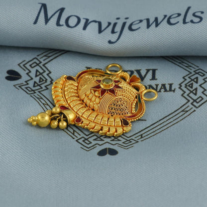 22k Yellow Gold Mangalsutra Pendant Necklace Handmade Indian Handmade Vintage Antique Design Jewelry, K6896