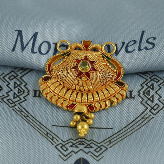 22k Yellow Gold Mangalsutra Pendant Necklace Handmade Indian Handmade Vintage Antique Design Jewelry, K6896