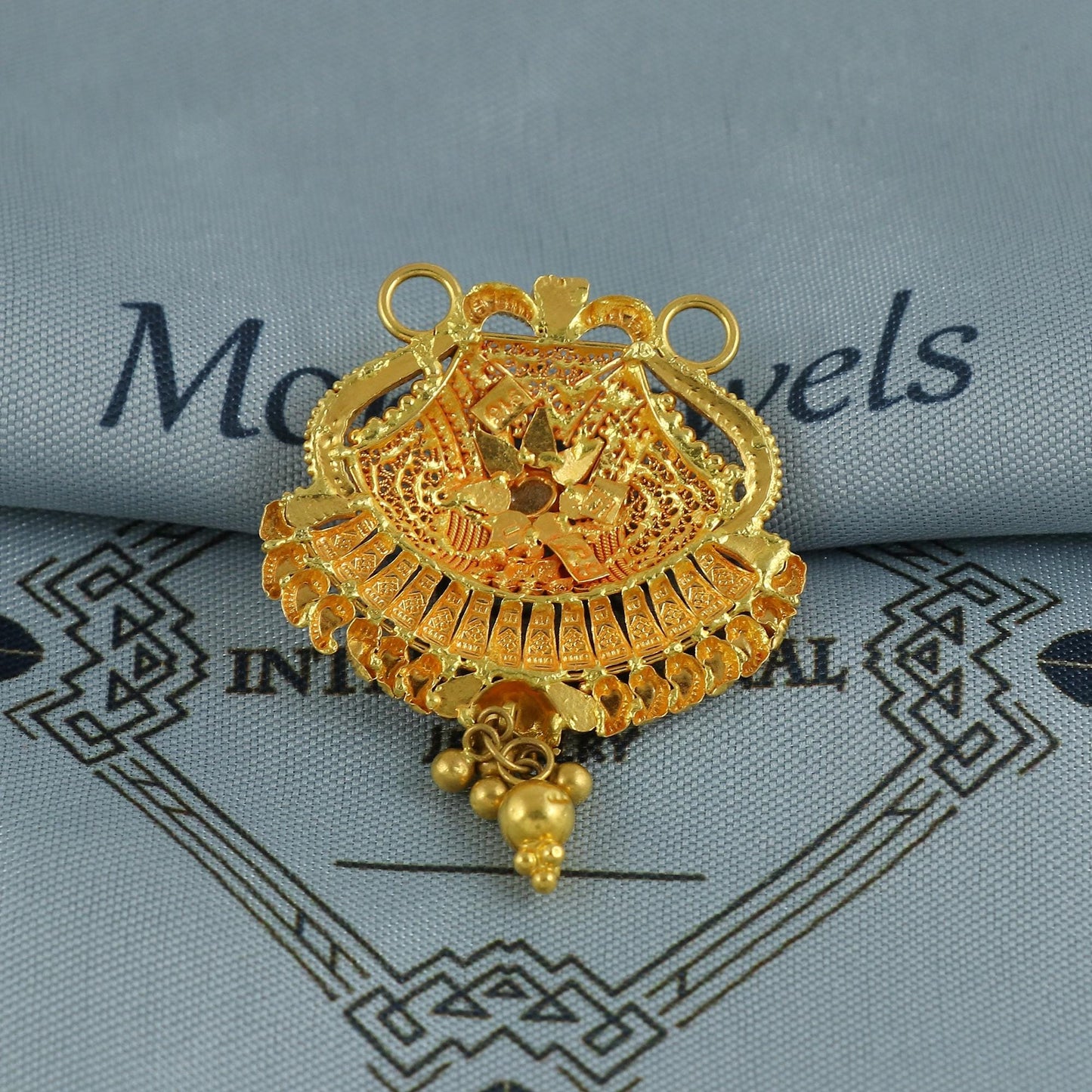 22k Yellow Gold Mangalsutra Pendant Necklace Handmade Indian Handmade Vintage Antique Design Jewelry, K6896