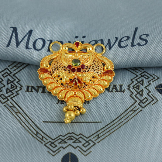 22k Yellow Gold Mangalsutra Pendant Necklace Handmade Indian Handmade Vintage Antique Design Jewelry, K6897