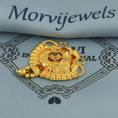 22k Yellow Gold Mangalsutra Pendant Necklace Handmade Indian Handmade Vintage Antique Design Jewelry, K6898