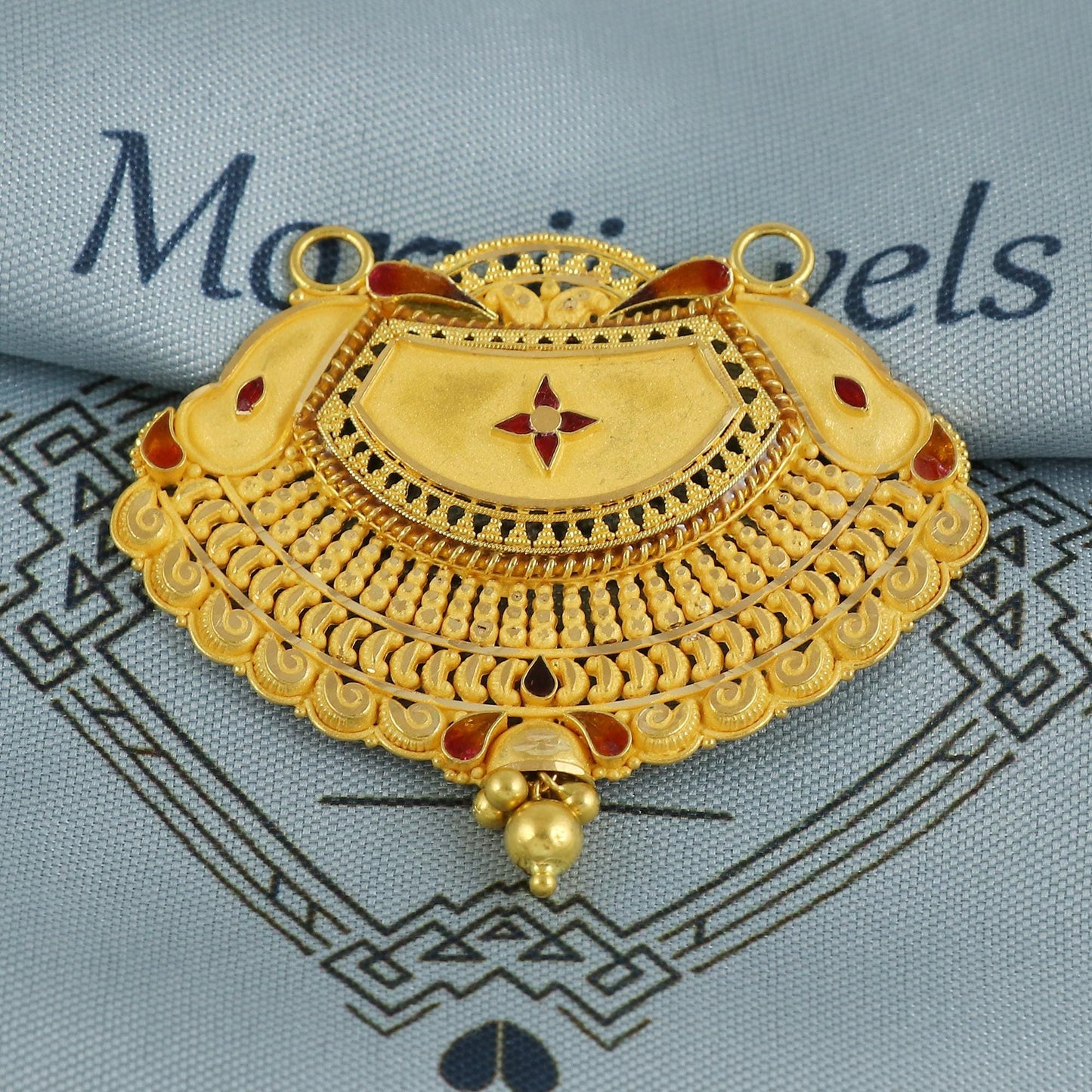 22k Yellow Gold Mangalsutra Pendant Necklace Handmade Indian Handmade Vintage Antique Design Jewelry, K6899
