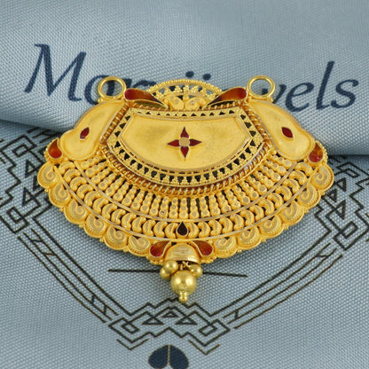 22k Yellow Gold Mangalsutra Pendant Necklace Handmade Indian Handmade Vintage Antique Design Jewelry, K6899