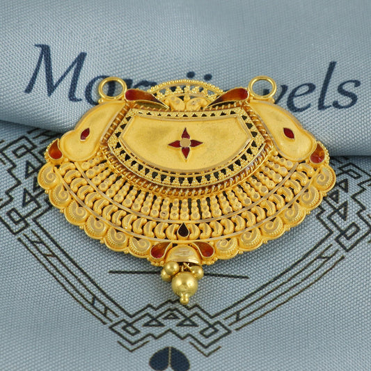 22k Yellow Gold Mangalsutra Pendant Necklace Handmade Indian Handmade Vintage Antique Design Jewelry, K6899