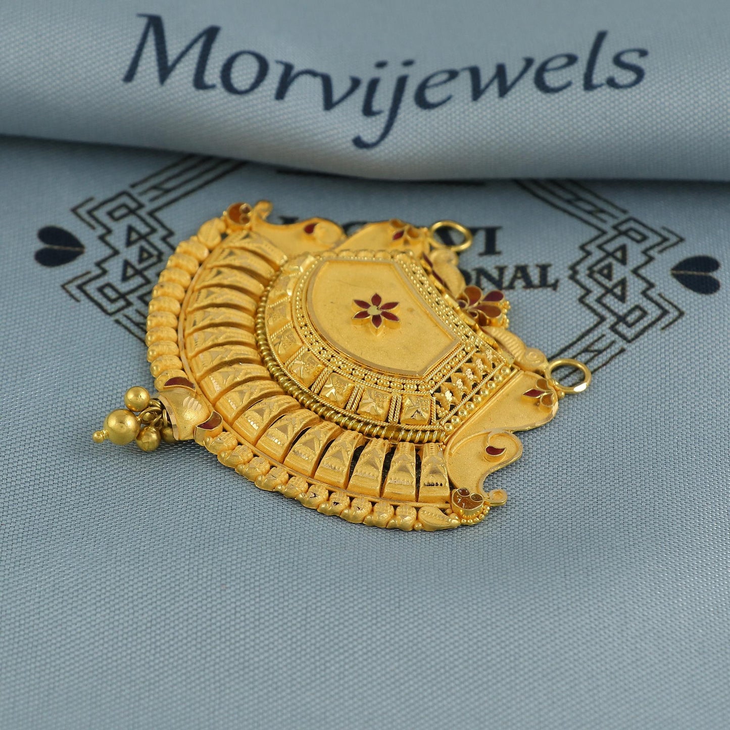 22k Yellow Gold Mangalsutra Pendant Necklace Handmade Indian Handmade Vintage Antique Design Jewelry, K6900