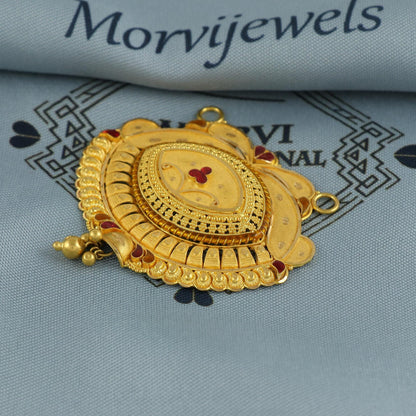 22k Yellow Gold Mangalsutra Pendant Necklace Handmade Indian Handmade Vintage Antique Design Jewelry, K6901