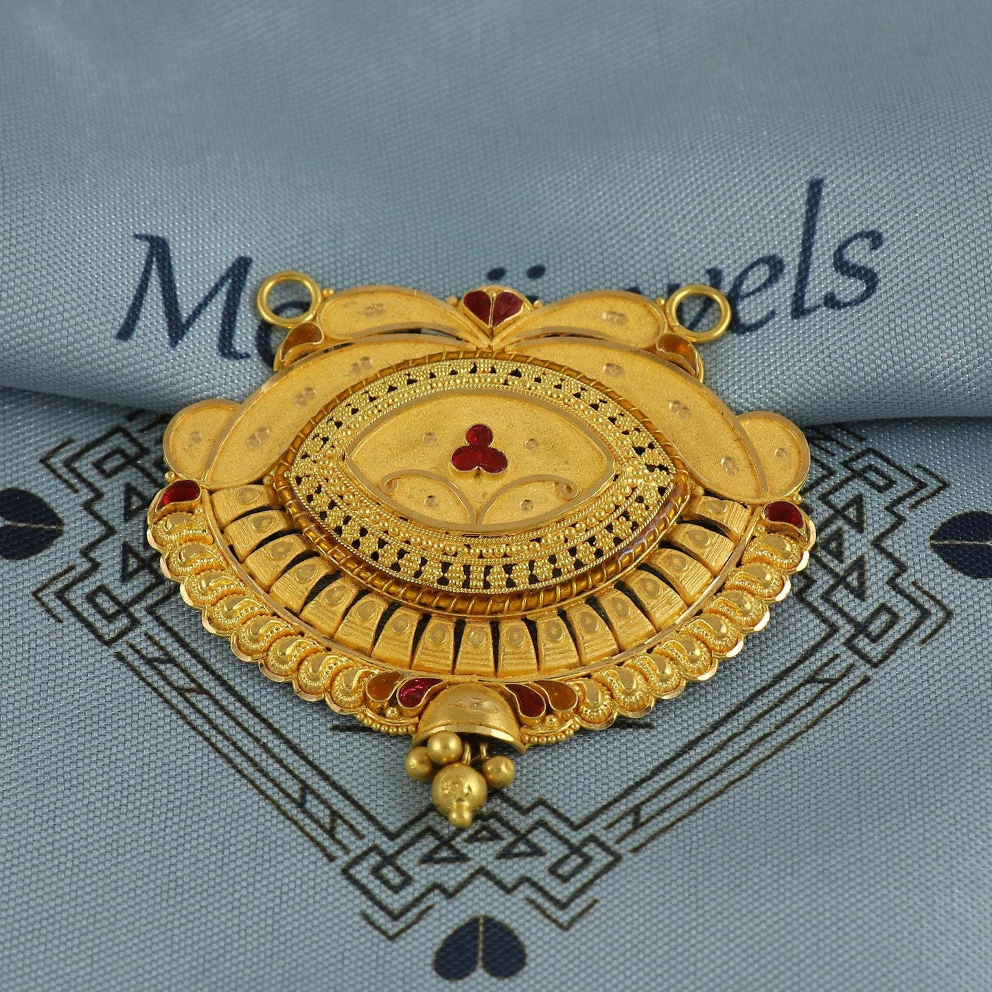 22k Yellow Gold Mangalsutra Pendant Necklace Handmade Indian Handmade Vintage Antique Design Jewelry, K6901