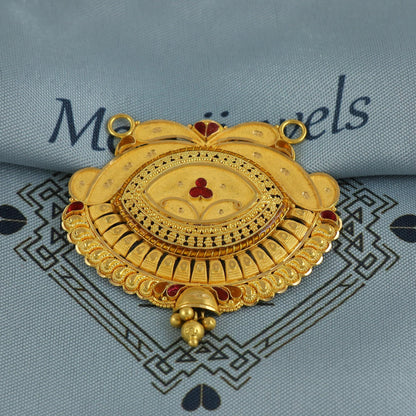 22k Yellow Gold Mangalsutra Pendant Necklace Handmade Indian Handmade Vintage Antique Design Jewelry, K6901