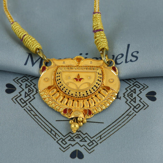 22k Yellow Gold Mangalsutra Pendant Necklace Handmade Indian Handmade Vintage Antique Design Jewelry, K6902