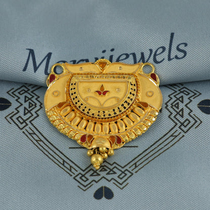 22k Yellow Gold Mangalsutra Pendant Necklace Handmade Indian Handmade Vintage Antique Design Jewelry, K6902