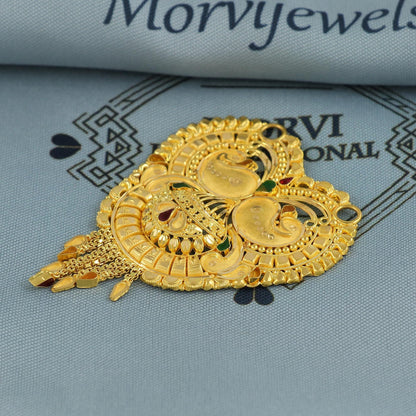 Wedding 22k Gold Indian Pendant Handmade Vintage Antique Design Jewelry, K6903