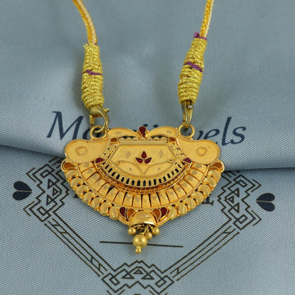 Wedding 22k Gold Indian Pendant Handmade Vintage Antique Design Jewelry, K6904