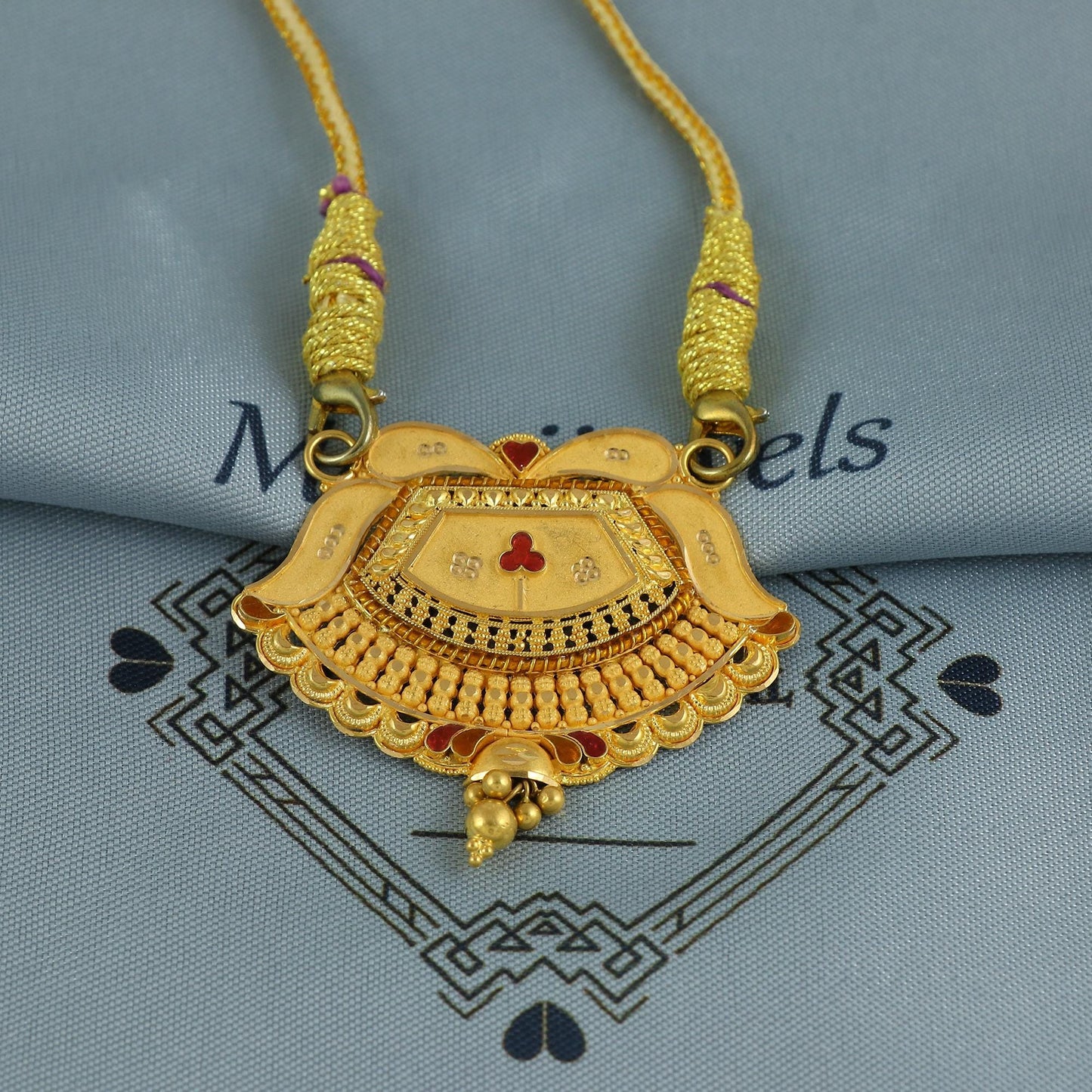 Wedding 22k Gold Indian Pendant Handmade Vintage Antique Design Jewelry, K6905