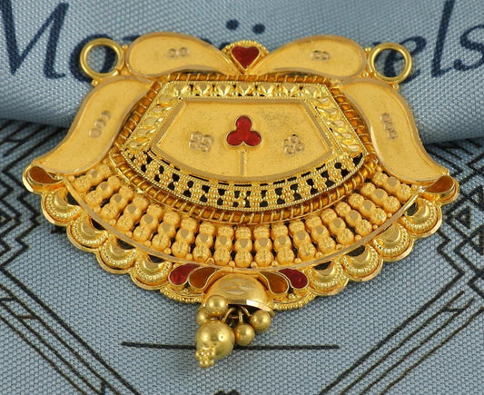 Wedding 22k Gold Indian Pendant Handmade Vintage Antique Design Jewelry, K6905