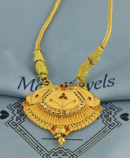 Wedding 22k Gold Indian Pendant Handmade Vintage Antique Design Jewelry, K6906