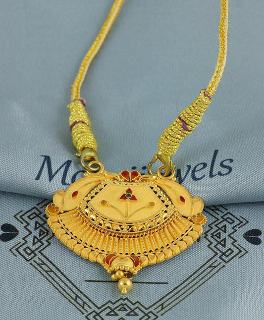 Wedding 22k Gold Indian Pendant Handmade Vintage Antique Design Jewelry, K6906