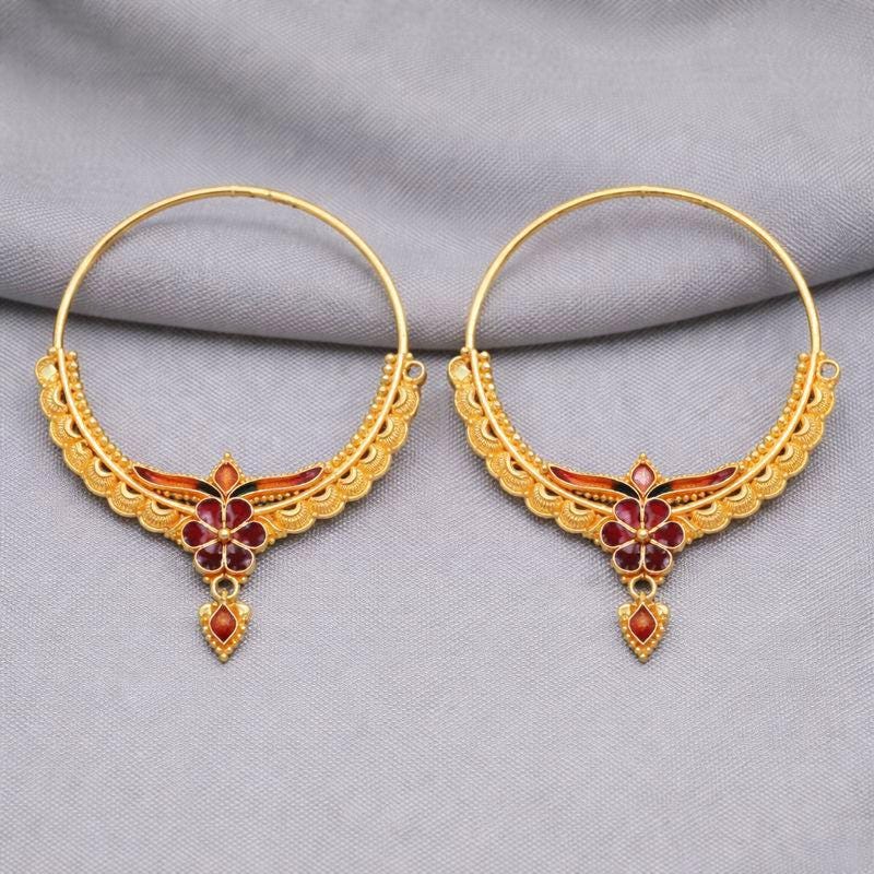 22k Gold Hoops Earrings