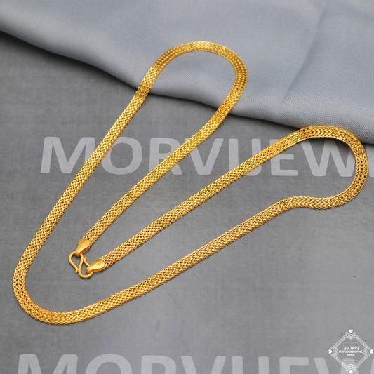 Flat 22k Yellow Gold Chain Necklace, pure handmade gold chain for men and women, Indian gold chain jewelry, gift, K5278