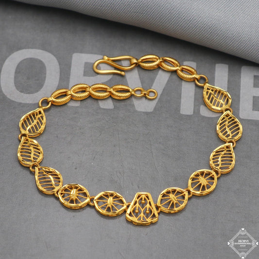 Filigree 22k Gold Handmade Women Dainty Intricate Bracelet Indian Jewelry, K5266