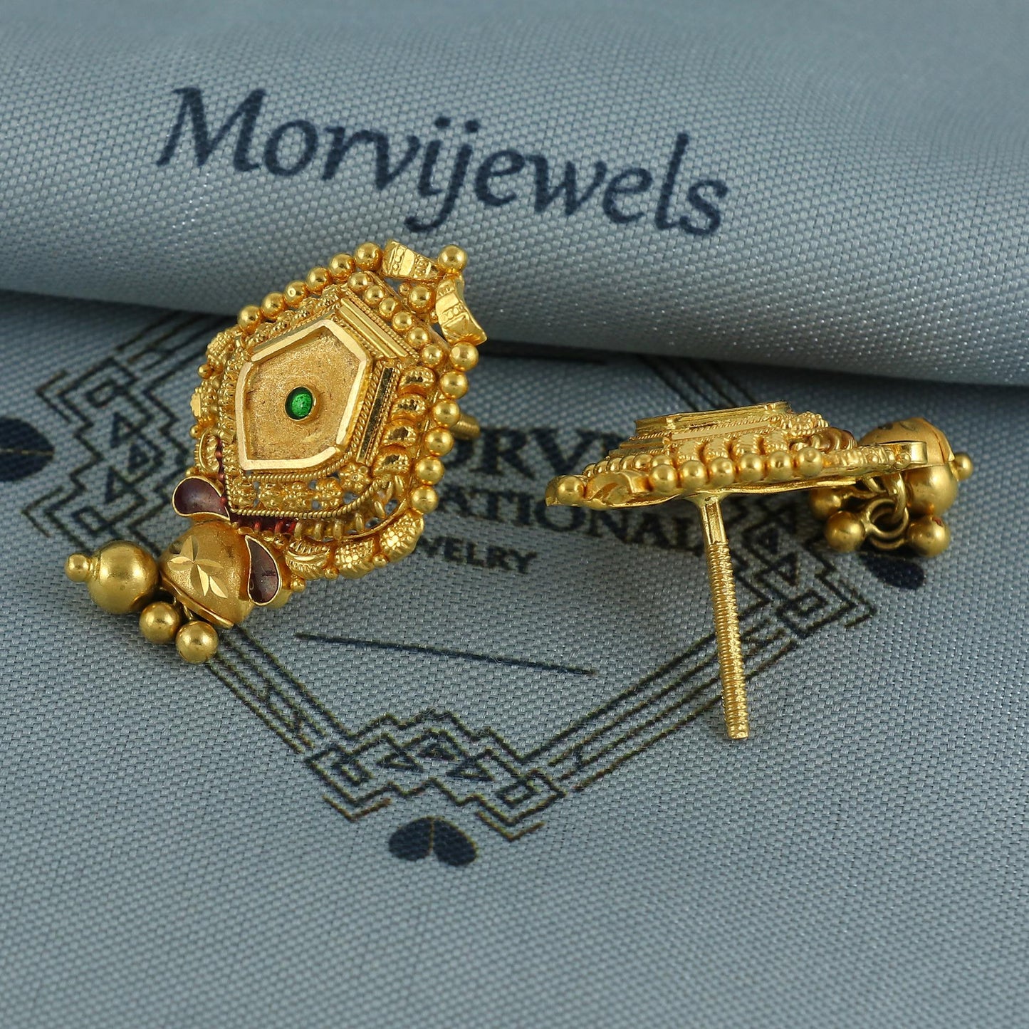 22k Yellow Gold Earrings Handmade Jewelry, K6925