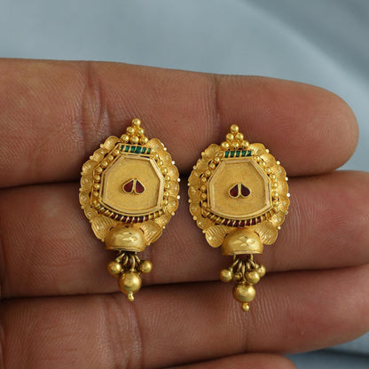 22k Yellow Gold Earrings Handmade Jewelry, K6926