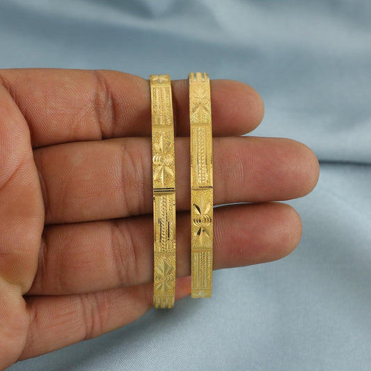 Pure 22k Gold Bangles Indian Handmade vintage Hand Carved design, Traditional Rajasthan India, Bangle Bracelet Wedding women Jewelry,