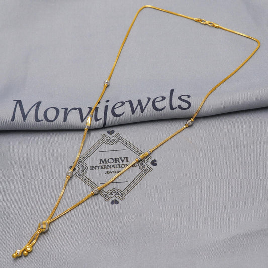 22k Gold Chain Beads Necklace Jewelry, 22kt Handmade Chain, Indian Gold Chain, Party Wear Chain, Women Necklace, K6512