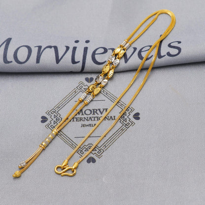 Two Tone Bead 22k Gold Chain Necklace Jewelry, 22kt Handmade Chain, Indian Gold Necklace, Party Wear Chain, Women Necklace, K6514