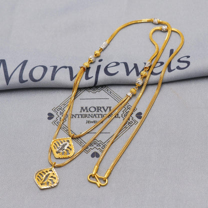 Small Pendant 22k Gold Chain Necklace Jewelry, 22kt Handmade Beads Chain, Indian Gold Necklace, Party Wear Chain, Women Necklace, K6515