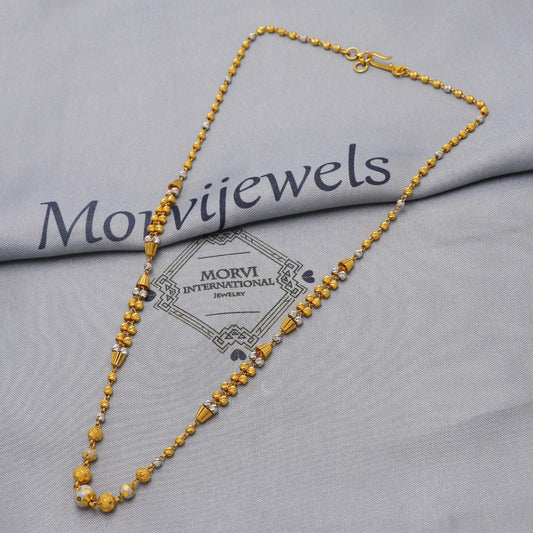 Pure 22k Gold Chain Necklace Jewelry, 22kt Handmade Ball Beads Chain, Indian Gold Necklace, Party Wear Chain, Women Necklace, K6517