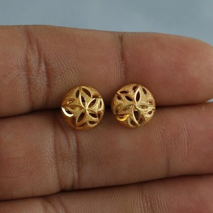 18k Gold Studs earrings, screw back small earrings, Genuine Gold Earrings Indian Handmade Jewelry for Women, K6936