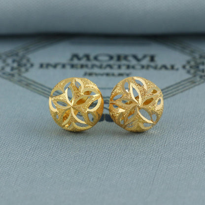 18k Gold Studs earrings, screw back small earrings, Genuine Gold Earrings Indian Handmade Jewelry for Women, K6936