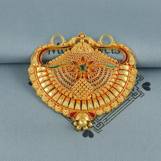 intricate 22k gold pendant necklace Handmade Indian Handmade Vintage Antique Design Jewelry, K6943