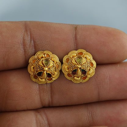 22k yellow gold earrings tops stud earrings, MJ0134