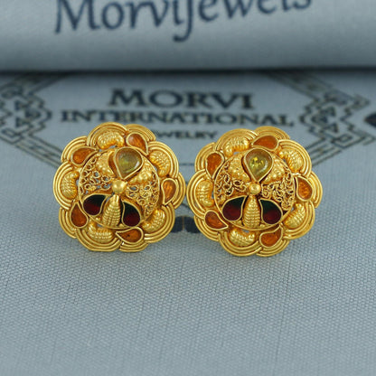 22k yellow gold earrings tops stud earrings, MJ0134