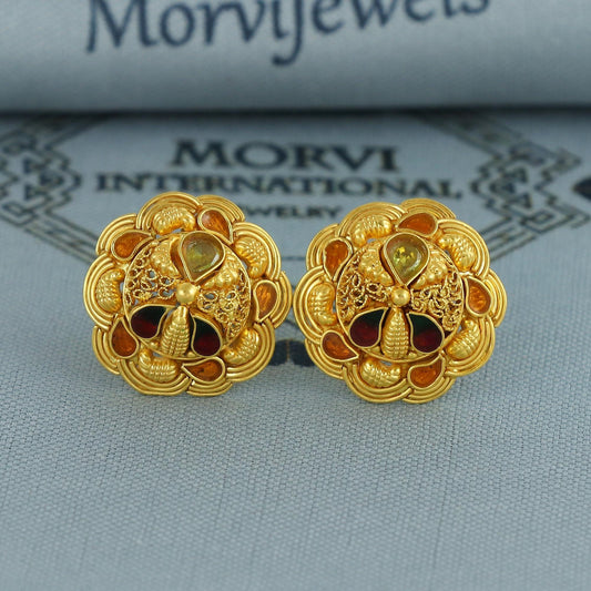 22k yellow gold earrings tops stud earrings, MJ0134