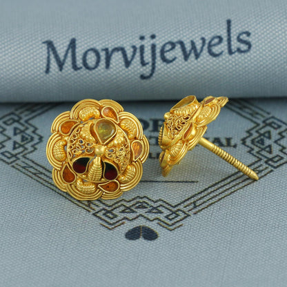 22k yellow gold earrings tops stud earrings, MJ0134