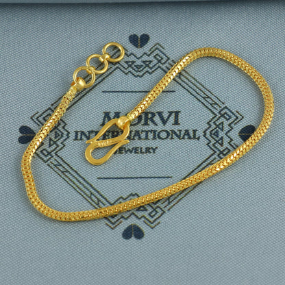 Pure 22k Gold Bracelet chain from india, franco style gold bracelet handmade jewelry for gift