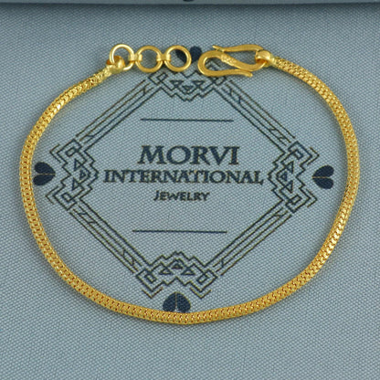 Pure 22k Gold Bracelet chain from india, franco style gold bracelet handmade jewelry for gift